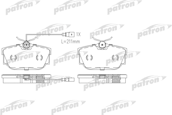 PBP1132 PATRON Комплект тормозных колодок, дисковый тормоз (фото 1)