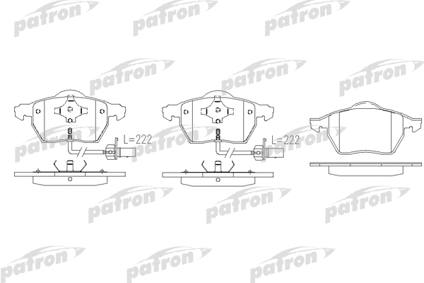 PBP1495 PATRON Комплект тормозных колодок, дисковый тормоз (фото 1)