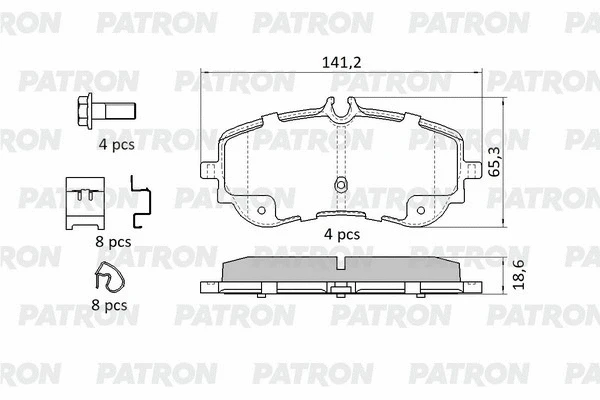 PBP244 PATRON Комплект тормозных колодок, дисковый тормоз (фото 1)