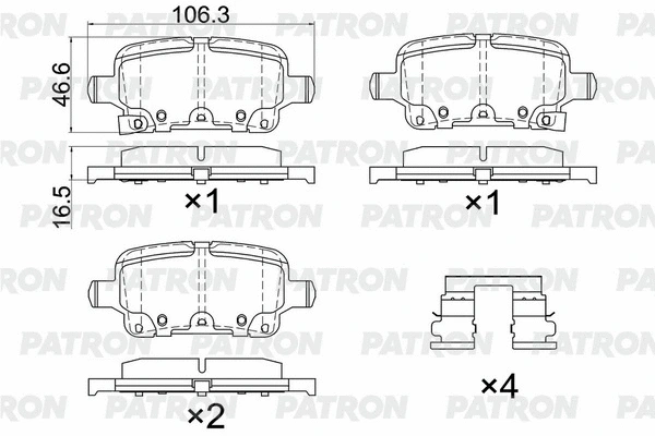 PBP290 PATRON Комплект тормозных колодок, дисковый тормоз (фото 1)