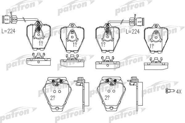 PBP985 PATRON Комплект тормозных колодок, дисковый тормоз (фото 1)