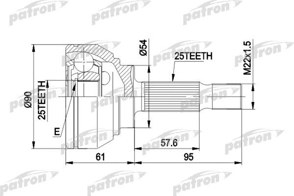 PCV1006 PATRON Шарнирный комплект, приводной вал (фото 1)