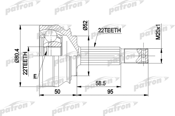 PCV1007 PATRON Шарнирный комплект, приводной вал (фото 1)