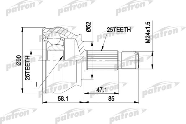 PCV1032 PATRON Шарнирный комплект, приводной вал (фото 1)