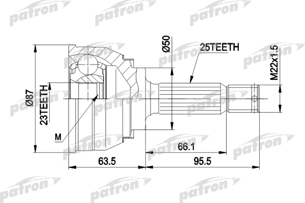 PCV1048 PATRON Шарнирный комплект, приводной вал (фото 1)