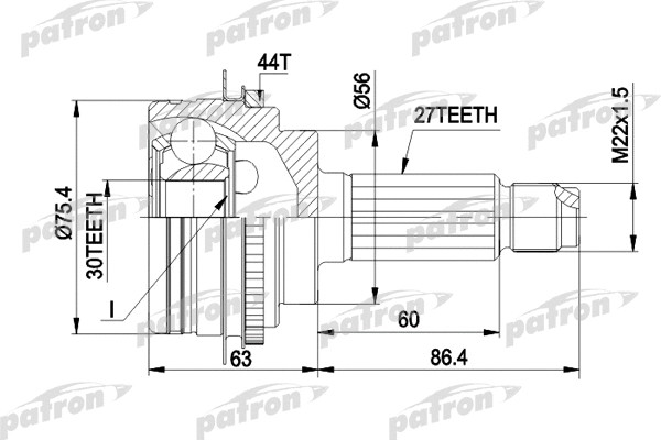 PCV1084 PATRON Шарнирный комплект, приводной вал (фото 1)