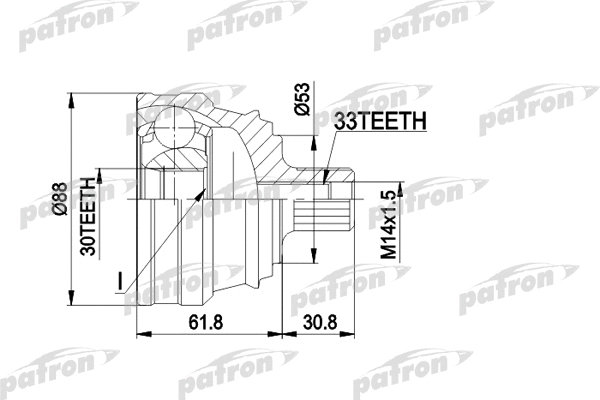 PCV1091 PATRON Шарнирный комплект, приводной вал (фото 1)