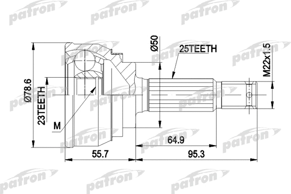 PCV1104 PATRON Шарнирный комплект, приводной вал (фото 1)
