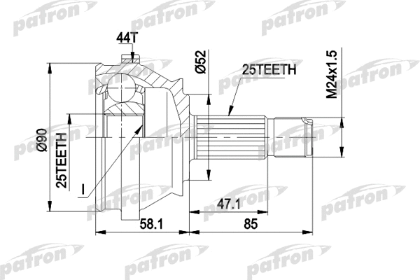 PCV1110 PATRON Шарнирный комплект, приводной вал (фото 1)
