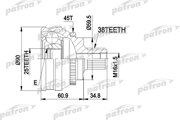 PCV1121 PATRON Шарнирный комплект, приводной вал (фото 1)