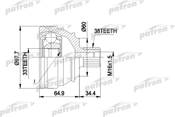 PCV1123 PATRON Шарнирный комплект, приводной вал (фото 1)