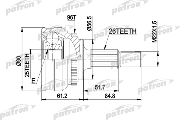 PCV1127 PATRON Шарнирный комплект, приводной вал (фото 1)