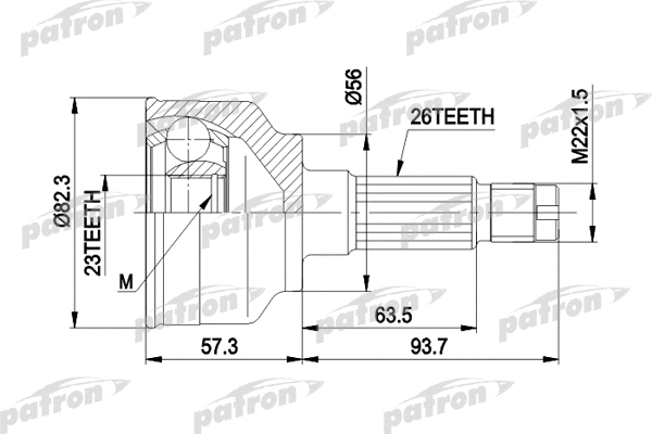 PCV1135 PATRON Шарнирный комплект, приводной вал (фото 1)