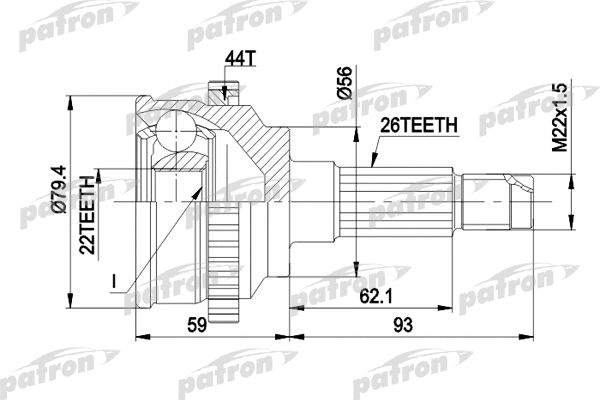 PCV1141 PATRON Шарнирный комплект, приводной вал (фото 1)