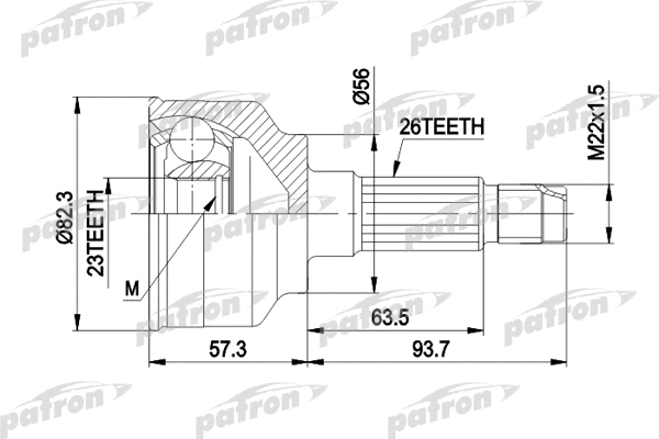 PCV1145 PATRON Шарнирный комплект, приводной вал (фото 1)
