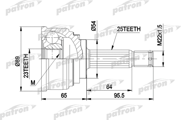 PCV1148 PATRON Шарнирный комплект, приводной вал (фото 1)