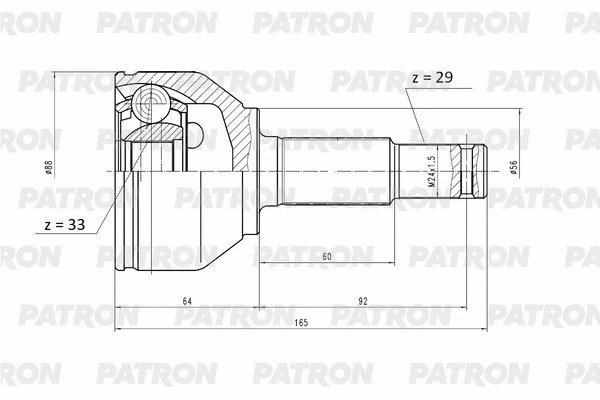 PCV1150 PATRON Шарнирный комплект, приводной вал (фото 1)