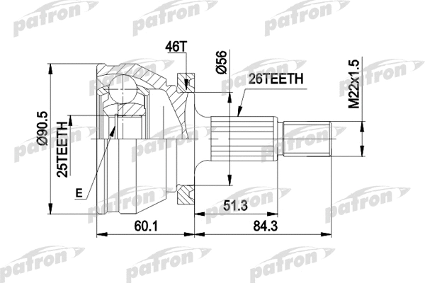 PCV1167 PATRON Шарнирный комплект, приводной вал (фото 1)