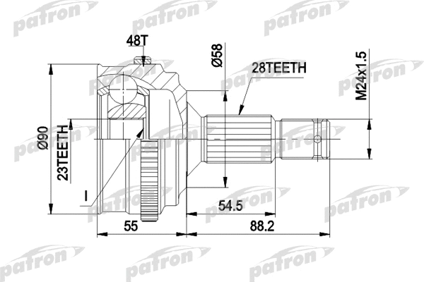PCV1179 PATRON Шарнирный комплект, приводной вал (фото 1)