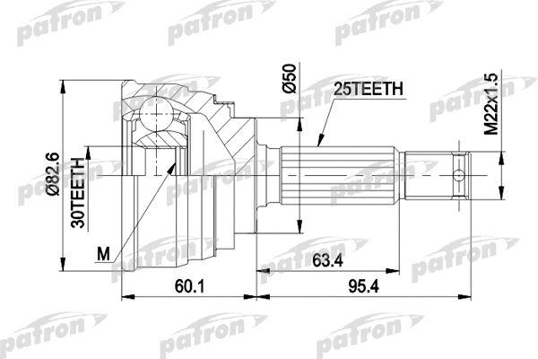 PCV1191 PATRON Шарнирный комплект, приводной вал (фото 1)