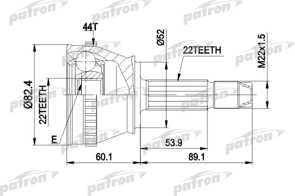 PCV1232 PATRON Шарнирный комплект, приводной вал (фото 1)