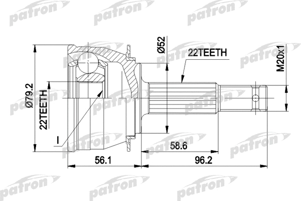 PCV1234 PATRON Шарнирный комплект, приводной вал (фото 1)