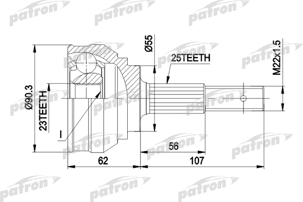 PCV1248 PATRON Шарнирный комплект, приводной вал (фото 1)