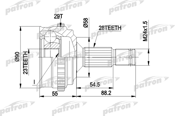 PCV1263 PATRON Шарнирный комплект, приводной вал (фото 1)