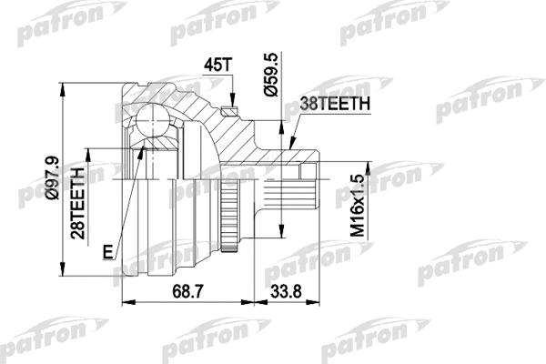 PCV1277 PATRON Шарнирный комплект, приводной вал (фото 1)