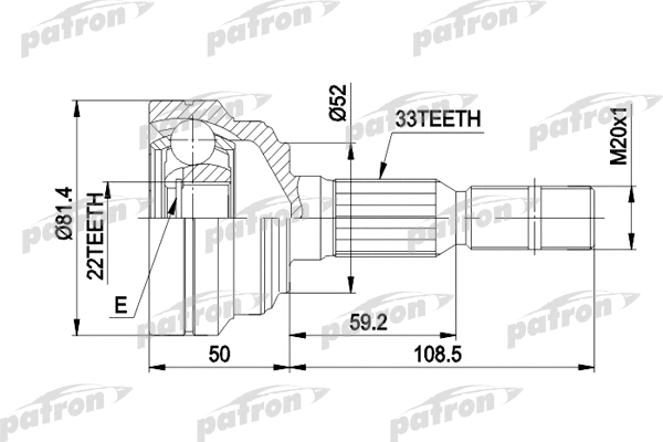 PCV1287 PATRON Шарнирный комплект, приводной вал (фото 1)
