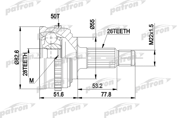 PCV1301 PATRON Шарнирный комплект, приводной вал (фото 1)