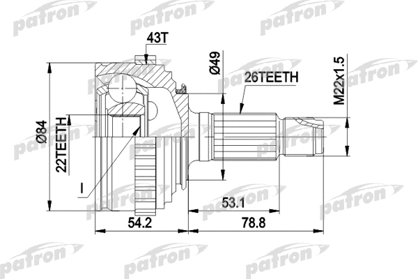 PCV1303 PATRON Шарнирный комплект, приводной вал (фото 1)
