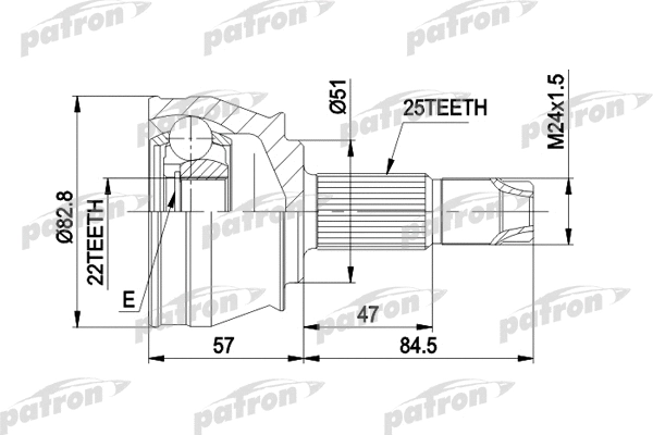 PCV1306 PATRON Шарнирный комплект, приводной вал (фото 1)