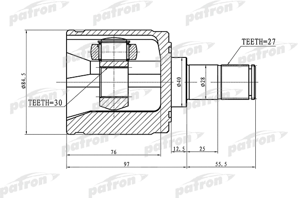PCV1340 PATRON Шарнирный комплект, приводной вал (фото 1)