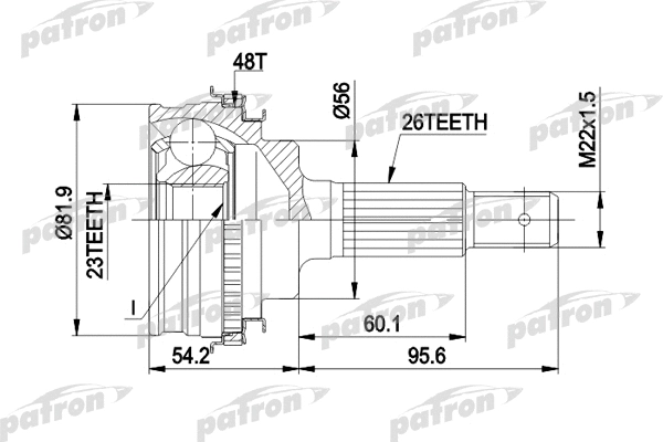 PCV1347 PATRON Шарнирный комплект, приводной вал (фото 1)