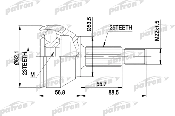 PCV1354 PATRON Шарнирный комплект, приводной вал (фото 1)