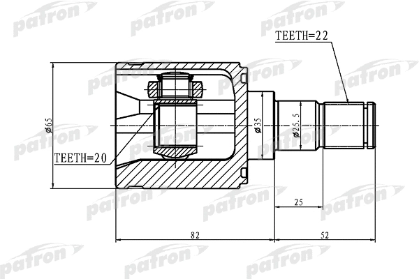 PCV1356 PATRON Шарнирный комплект, приводной вал (фото 1)