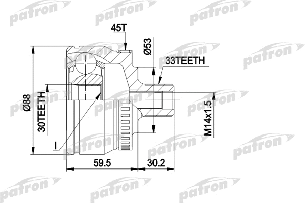 PCV1375 PATRON Шарнирный комплект, приводной вал (фото 1)