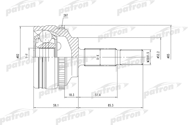 PCV1378 PATRON Шарнирный комплект, приводной вал (фото 1)