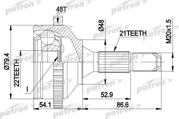 PCV1382 PATRON Шарнирный комплект, приводной вал (фото 1)