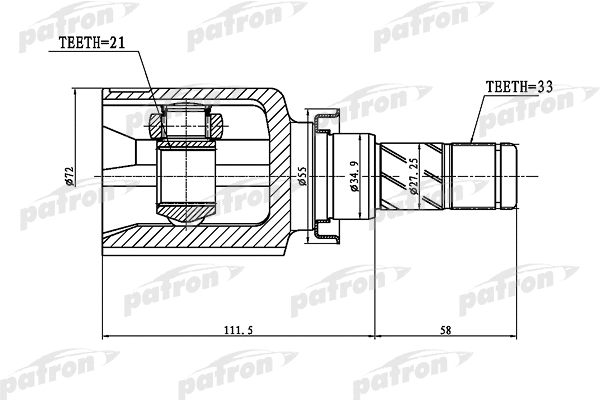 PCV1388 PATRON Шарнирный комплект, приводной вал (фото 1)