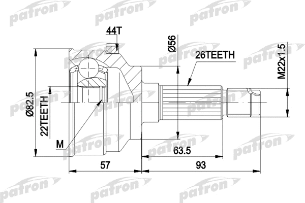 PCV1398 PATRON Шарнирный комплект, приводной вал (фото 1)