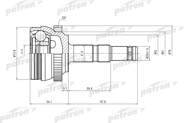 PCV1400 PATRON Шарнирный комплект, приводной вал (фото 1)