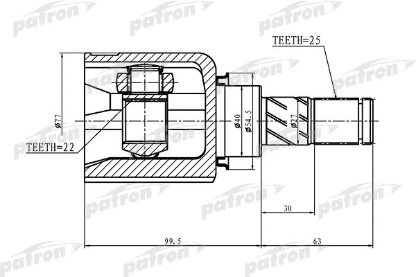 PCV1405 PATRON Шарнирный комплект, приводной вал (фото 1)