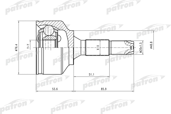 PCV1407 PATRON Шарнирный комплект, приводной вал (фото 1)
