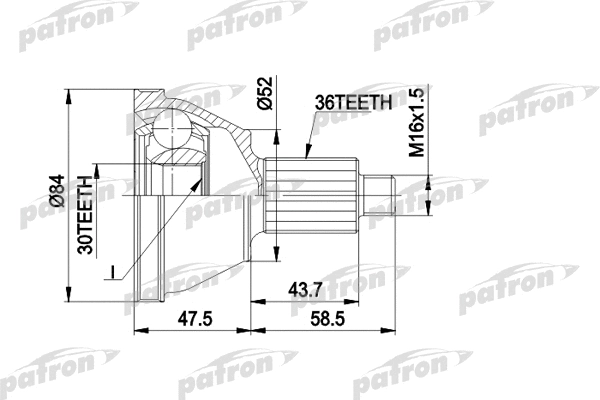 PCV1413 PATRON Шарнирный комплект, приводной вал (фото 1)