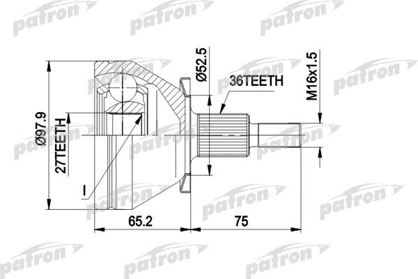PCV1428 PATRON Шарнирный комплект, приводной вал (фото 1)