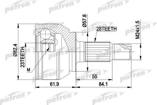PCV1431 PATRON Шарнирный комплект, приводной вал (фото 1)
