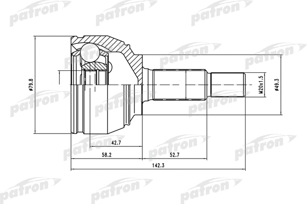 PCV1443 PATRON Шарнирный комплект, приводной вал (фото 1)