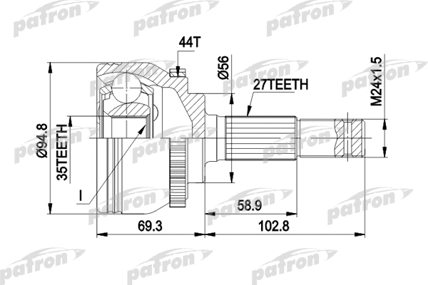 PCV1445 PATRON Шарнирный комплект, приводной вал (фото 1)